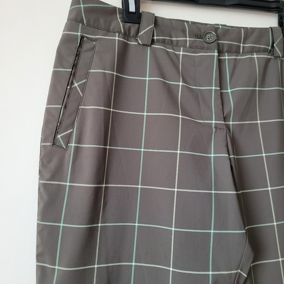 NIKE Golf Tour Performance Women's Green Plaid Dri-Fit Trouser Pants Size 12 - Picture 8 of 15